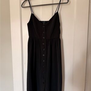 Forever 21 Black Button-Front Spaghetti Strap Midi Dress